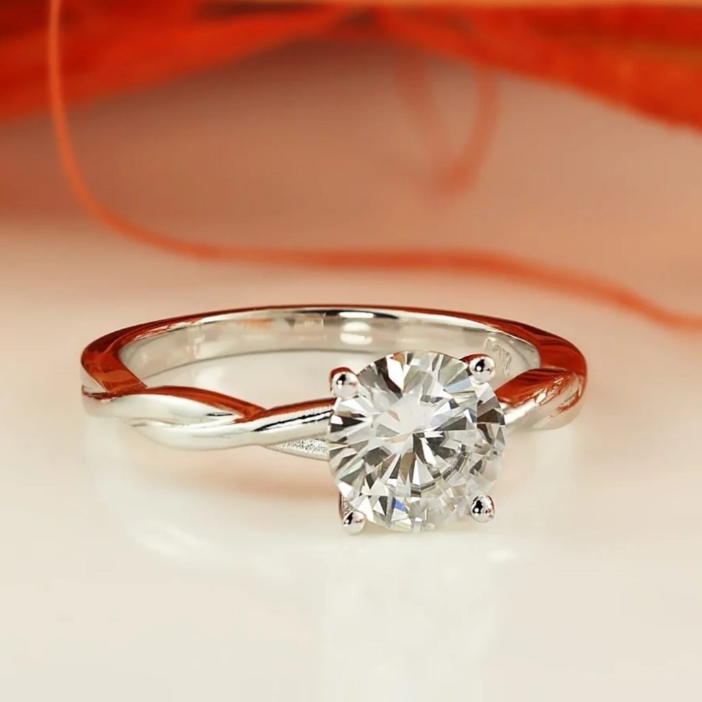 affordable engagement rings twisted solitaire moissanite engagement ring