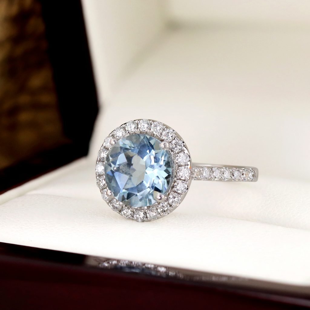 blue topaz affordable engagement ring diamond 